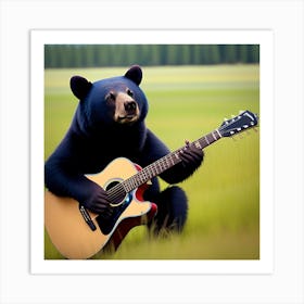 Bear Playing Guitar Art Print