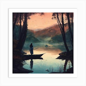 Girl In A Boat Art Print