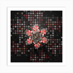 Vintage Crucianella Flower Branch Floral Wreath on Dot Bokeh Pattern n.0327 Art Print