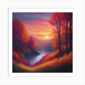 Sunset By The Lake 5 Art Print