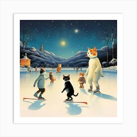 Cats On Ice Art Print