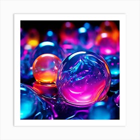 Glow Shapes Neon Bright Color 3d Fluid Bubbles Luminous Vibrant Vivid Radiant Flowing G (22) Art Print