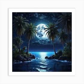 Leonardo Diffusion Xl Bright Full Moon With The Sea In The Mid 1 Art Print