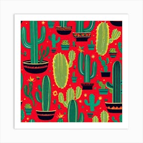 Cactus Pattern 18 Art Print