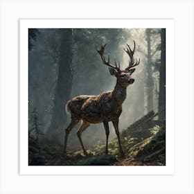 Deer In The Forest 107 Art Print