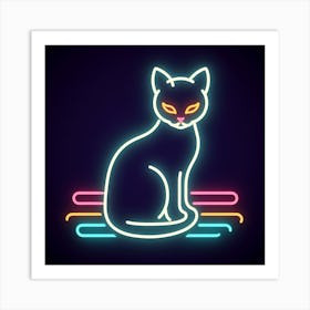 Neon Cat Art Print