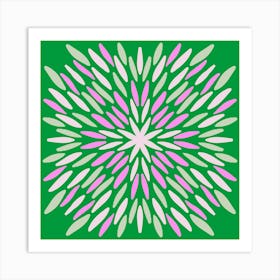 Petal Burst - green and pink Art Print