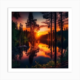 Sunset In The Forest 5 Art Print