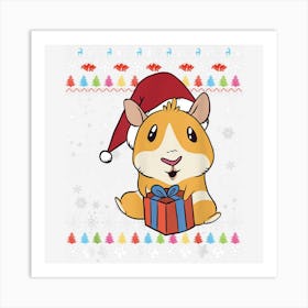 Guinea Pig Santa Hat Design Guinea Pig Christmas Art Print