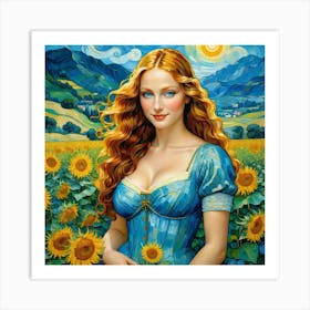 Sunflower Girlhud Art Print