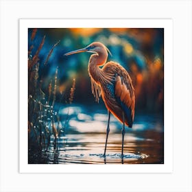 Copper Coloured Water Bird amongst the Reeds Art Print