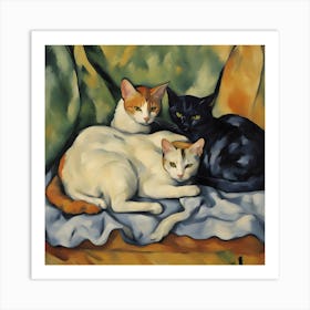 Three Cats Modern Art Cezanne Inspired 1 Art Print