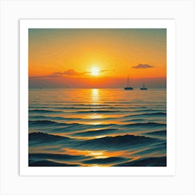 Sunset Over The Ocean 2 Art Print