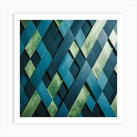 Blue And Green Tiled Wall Art Print