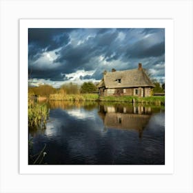 Firefly Reflected Old House Beneath Moody Clouds 77001 (2) Art Print