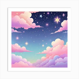 Sky With Twinkling Stars In Pastel Colors Square Composition 257 Art Print