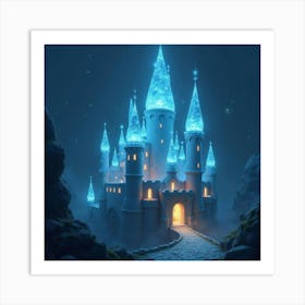 Enchanted Castle Made Of Crystal, Glowing With Mystical, Otherworldly Light 1 Art Print