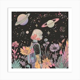 Girl In Space 3 Art Print