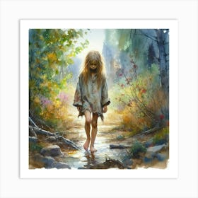 Little Girl In The Woods 1 Art Print