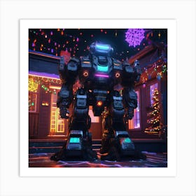 Robot Stands In Front Of A House Art Print