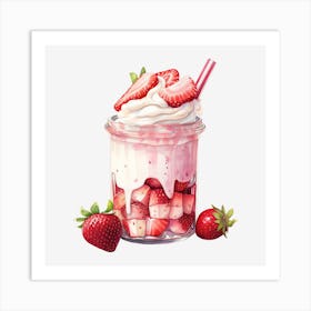 Strawberry Milkshake 4 Art Print