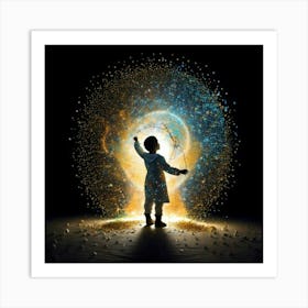 Firefly Polychrome, Particles, Powders, Whimsical, Child, Figure, Silhouette, Portal, Colors, Magic, (1) Art Print