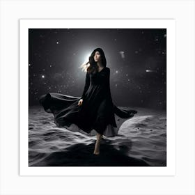 Witch Walking On The Moon by dee Art Print