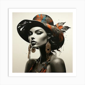 Boho Art Silhouette of a stylish woman Art Print