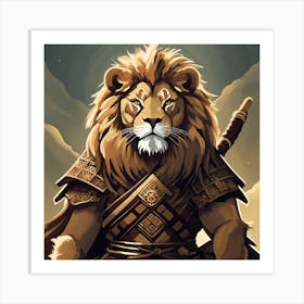 Firefly Portrait Of A Lion Samurai Min Size 1024px X 1024px 32440 Art Print