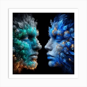 Two Faces With Crystals Art Print
