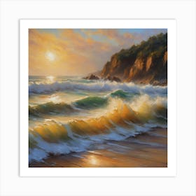 Sunset At The Beach 1 Art Print