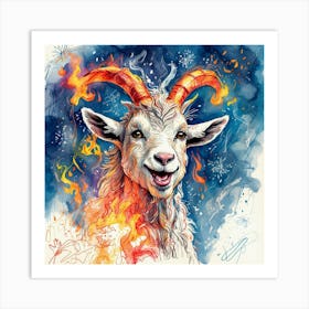 Goat With Fire 2 Art Print