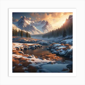 Winter Landscape Painting Art Print