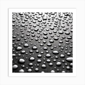 Water Droplets On A Black Surface Art Print