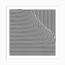 Black And White Folding Stripes Art Print