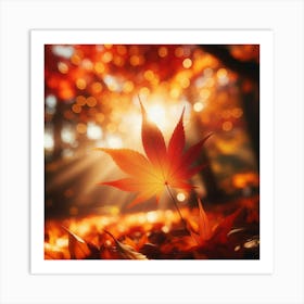 Autumn Leaves In The Forest Art Print