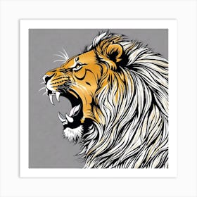 Lion Roaring Art Print