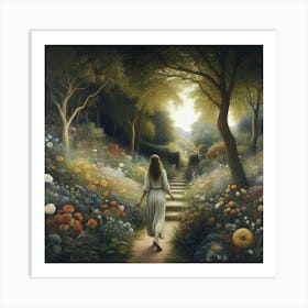 Girl In A Garden 10 Art Print