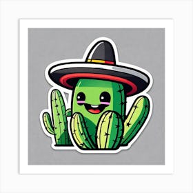 Mexico Cactus With Mexican Hat Sticker 2d Cute Fantasy Dreamy Vector Illustration 2d Flat Cen (9) Art Print