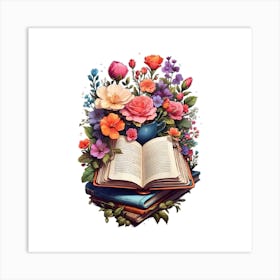 Flower With Book Art Print