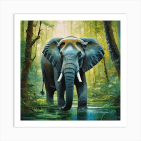 Elephant In The Forest 1 Art Print