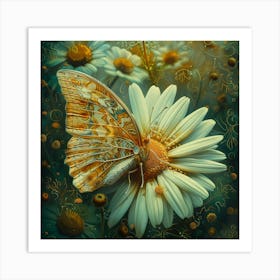 Butterfly On A Daisy Art Print