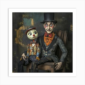 Ventriloquist sitting with his Dummy - 1 Art Print