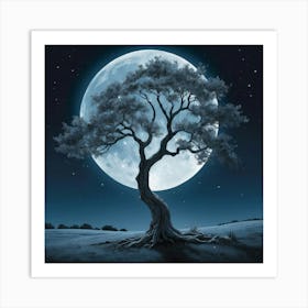 Tree In The Moonlight Art Print 1 Art Print