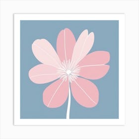 A White And Pink Flower In Minimalist Style Square Composition 460 Art Print