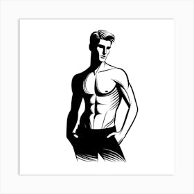 Man In Black And White Art Print