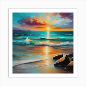 Sunset At The Beach 759 Art Print