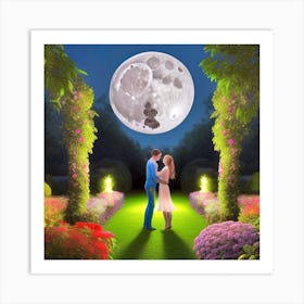 Full Moon In The Garden Art Print