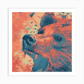 Bear Market Symbols With Shattered Glass Effects Art Print