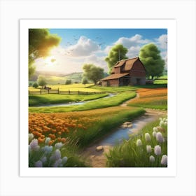 Farm Landscape Wallpaper 5 Art Print